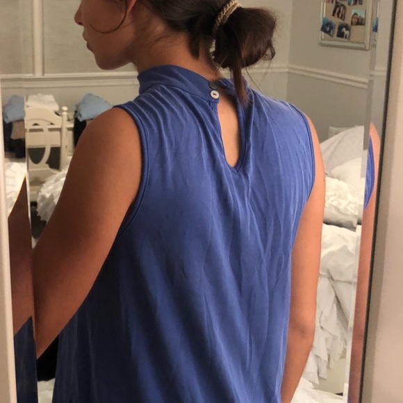 Blue Choker Surplice Top - Picture 2 of 3